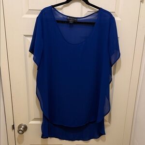 George Royal Blue Chiffon Overlay Scoop Neck Tunic